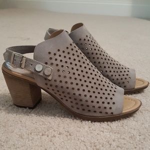 Sophia Milano Perforated Suede Block Heels